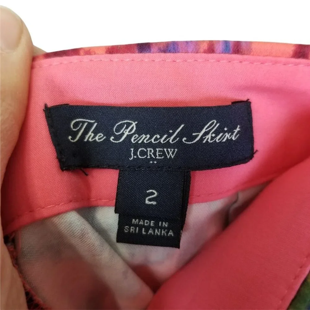 J. Crew Women 2 Pink Floral The Pencil Skirt Strai